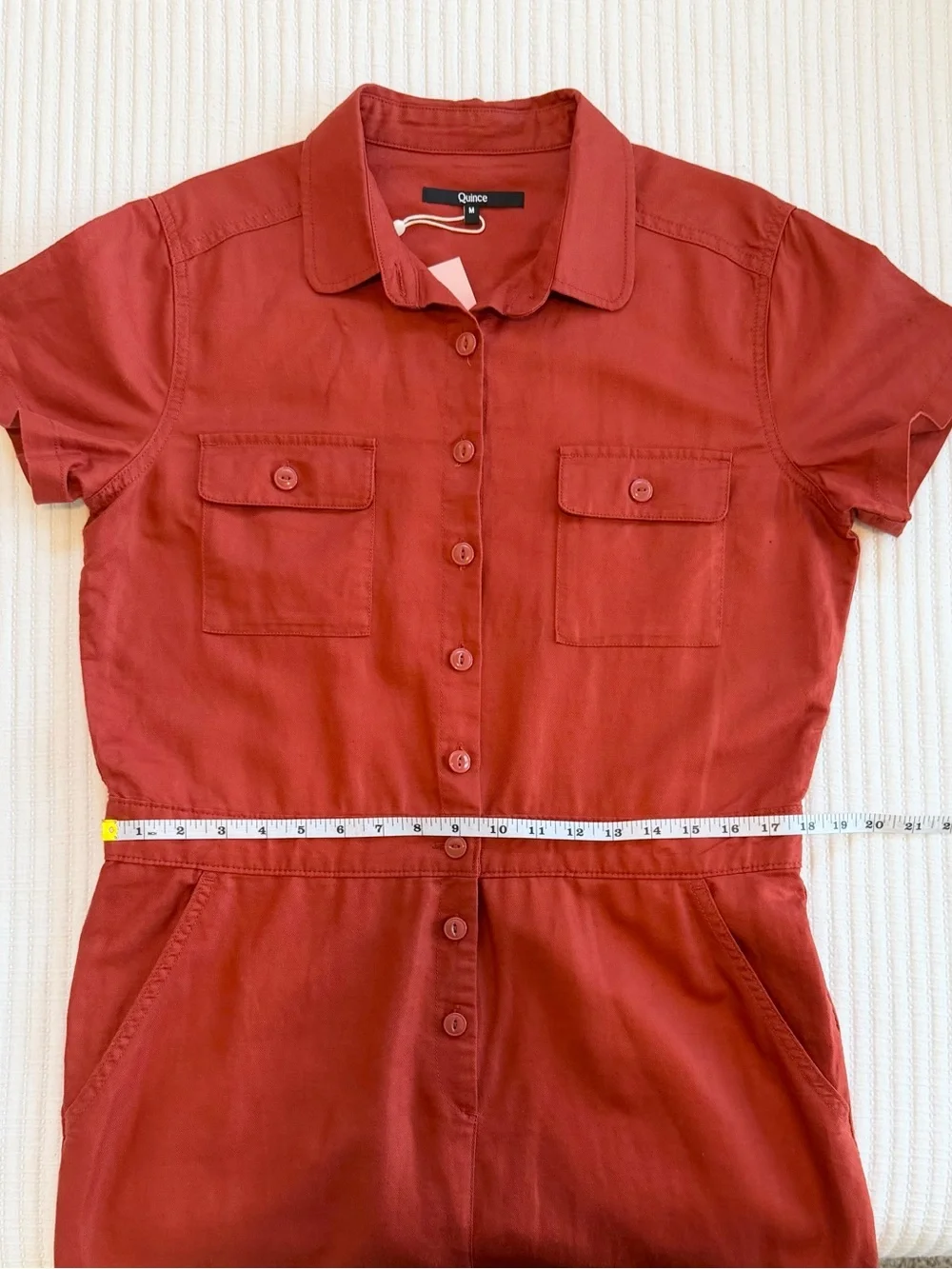 Quince Cotton Linen Twill Coverall Jumpsuit in Rust Red NWT
